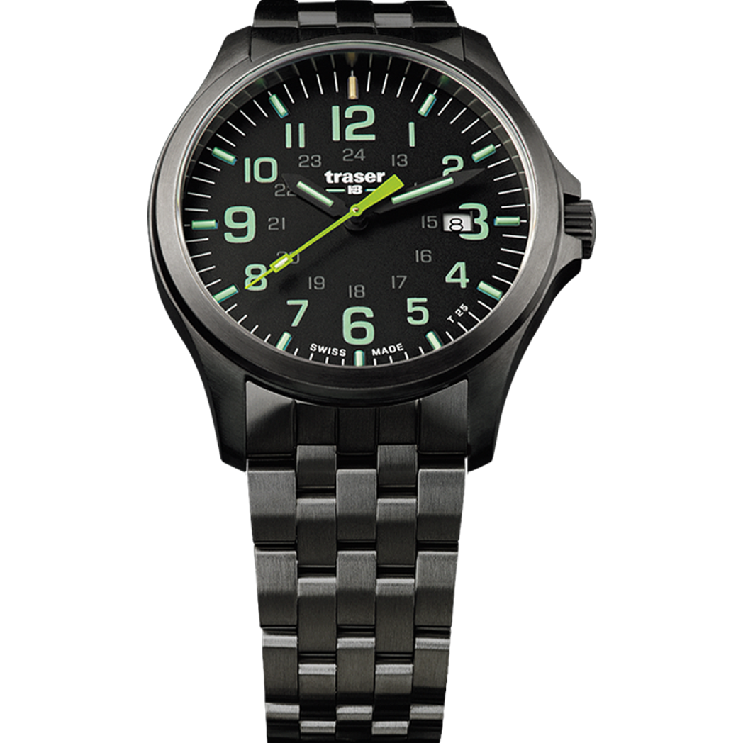 Traser P67 Officer Pro GunMetal Black/Lime - 107869-chronolounge