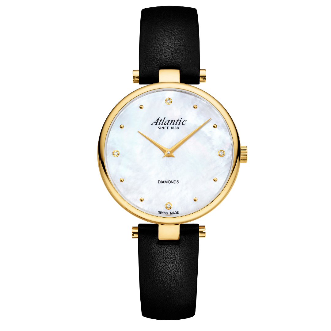 Atlantic Eleganz Royal Diamonds Edition | Gelbgold | PVD/Leder - 29044.45.07G-chronolounge