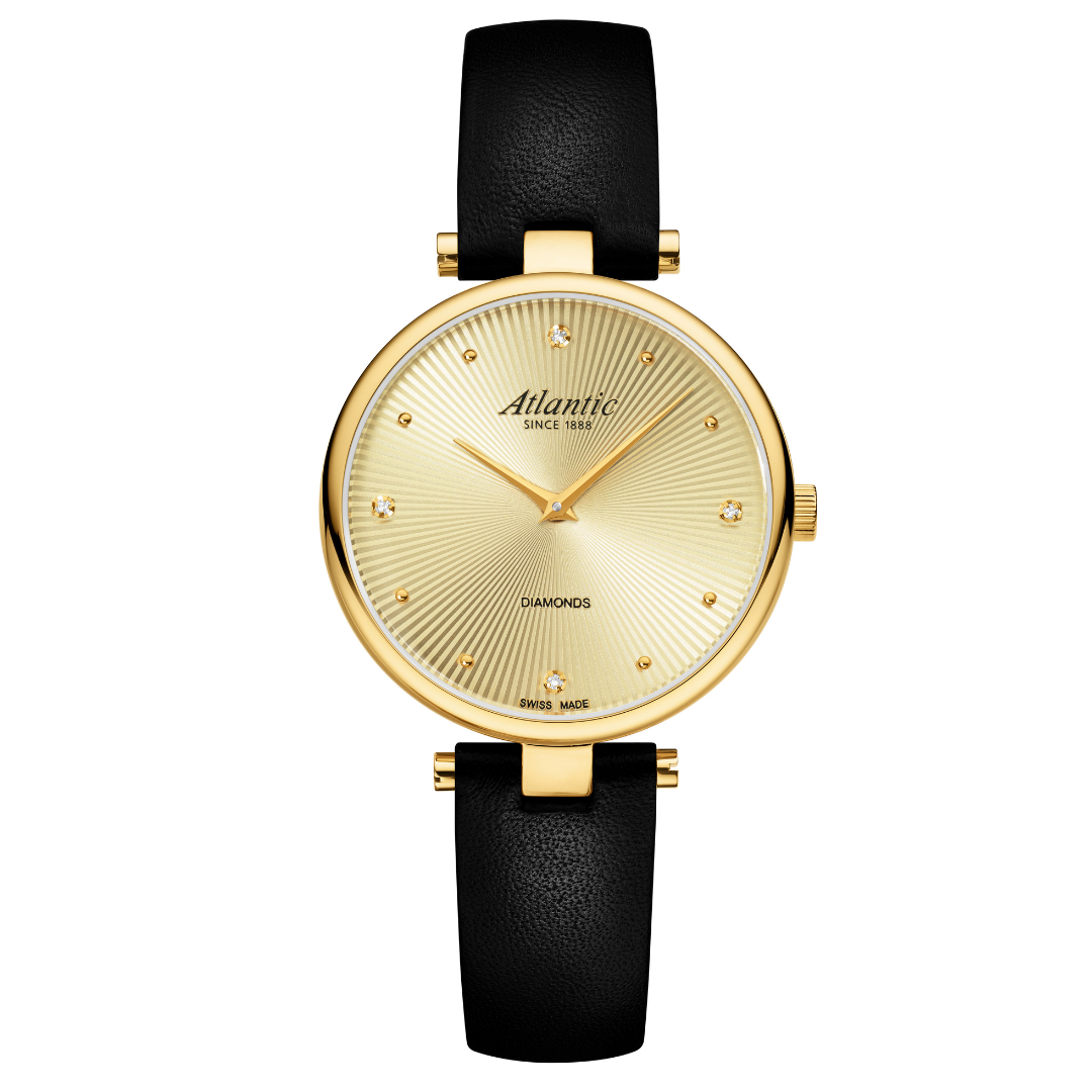 Atlantic Eleganz Royal Diamonds Pattern Edition | Gelbgold | PVD/Leder - 29044.45.37-chronolounge