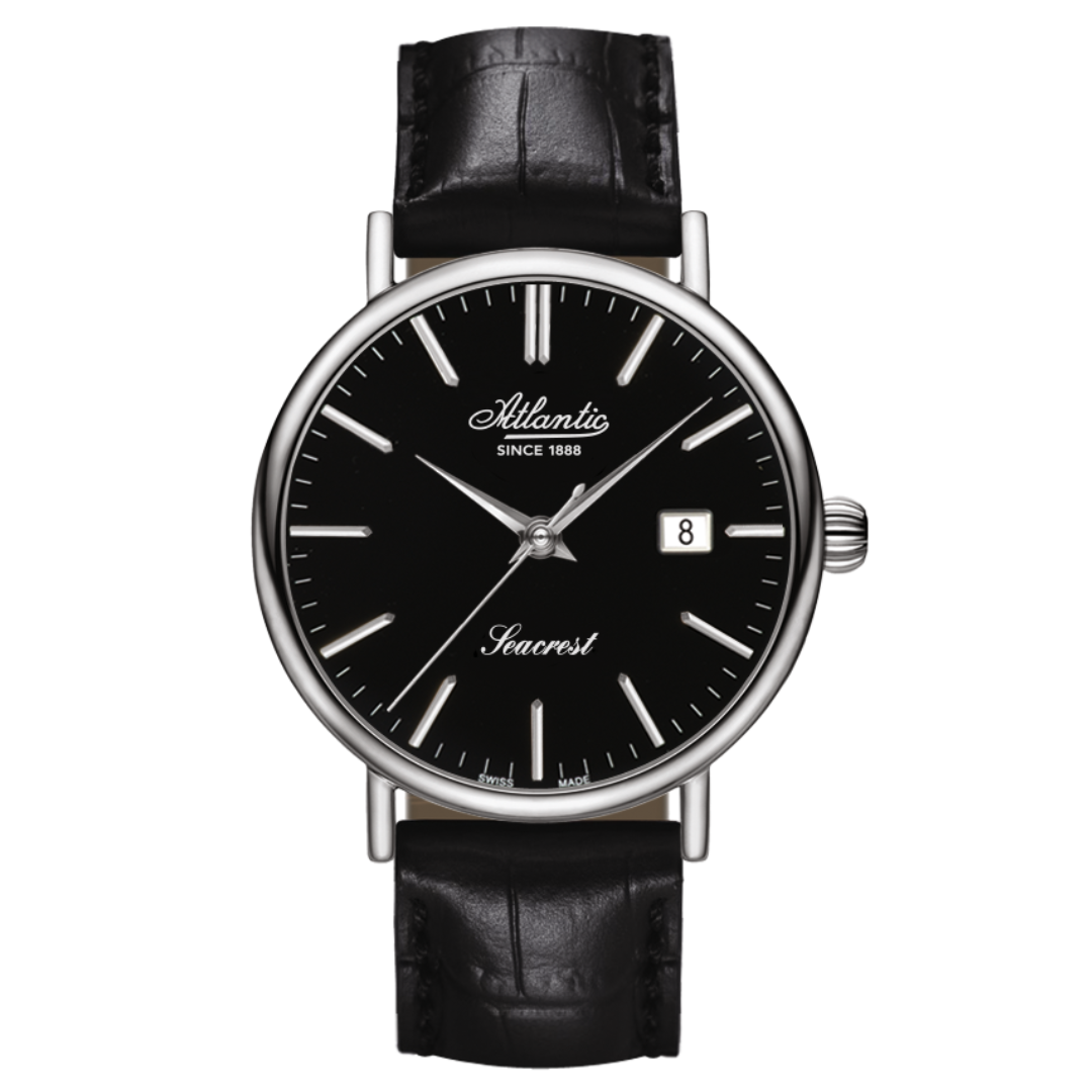 Atlantic Seacrest Black Steel mit Lederarmband - 50354.41.61-chronolounge