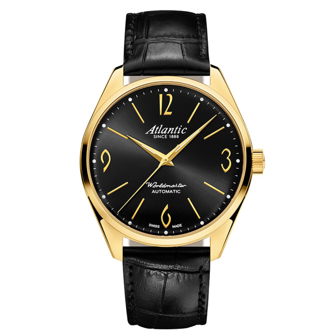 Atlantic Worldmaster Art-Déco Automatik | PVD/Leder Schwarz - 51752.45.69G-chronolounge