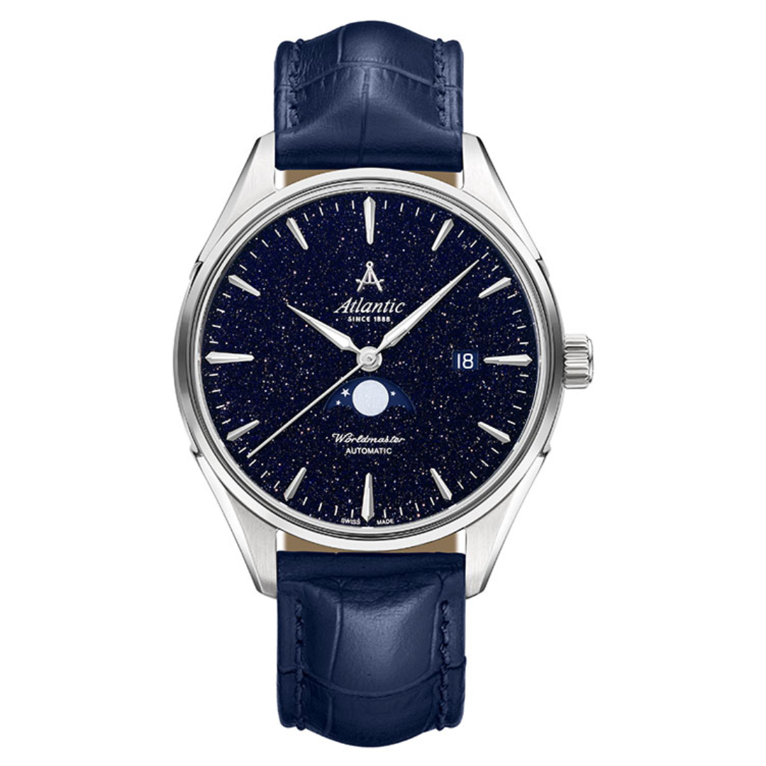 Atlantic Worldmaster Nightsky Moonphase – Zifferblatt aus blauem Aventurinstein mit Lederarmband - 52783.41.91-chronolounge