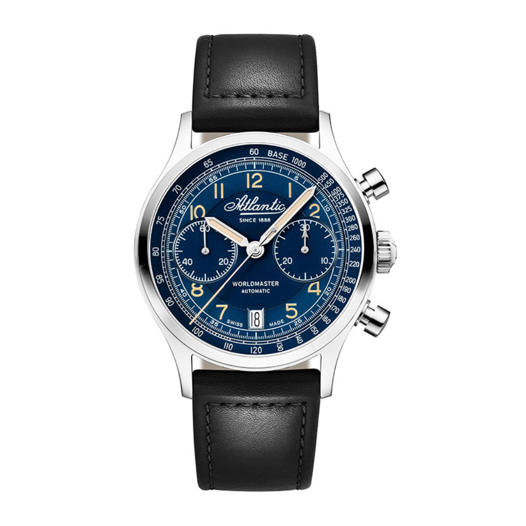 Atlantic Worldmaster Bicompax Blau mit Lederarmband - 52852.41.53-chronolounge