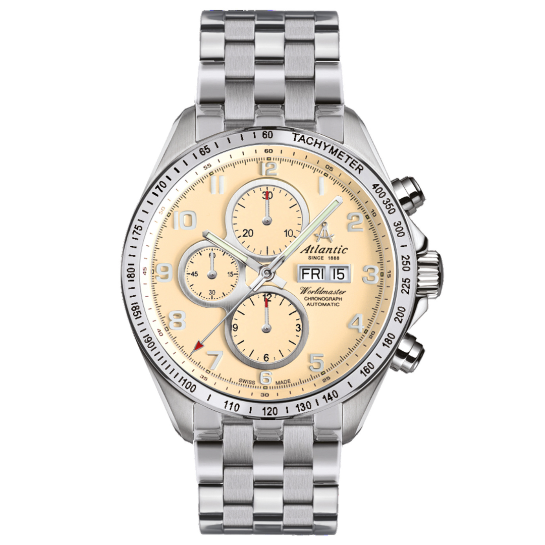 Atlantic Automatik Chronograph mit cremefarbenen Ziffern Stahl - 55866.42.93-chronolounge