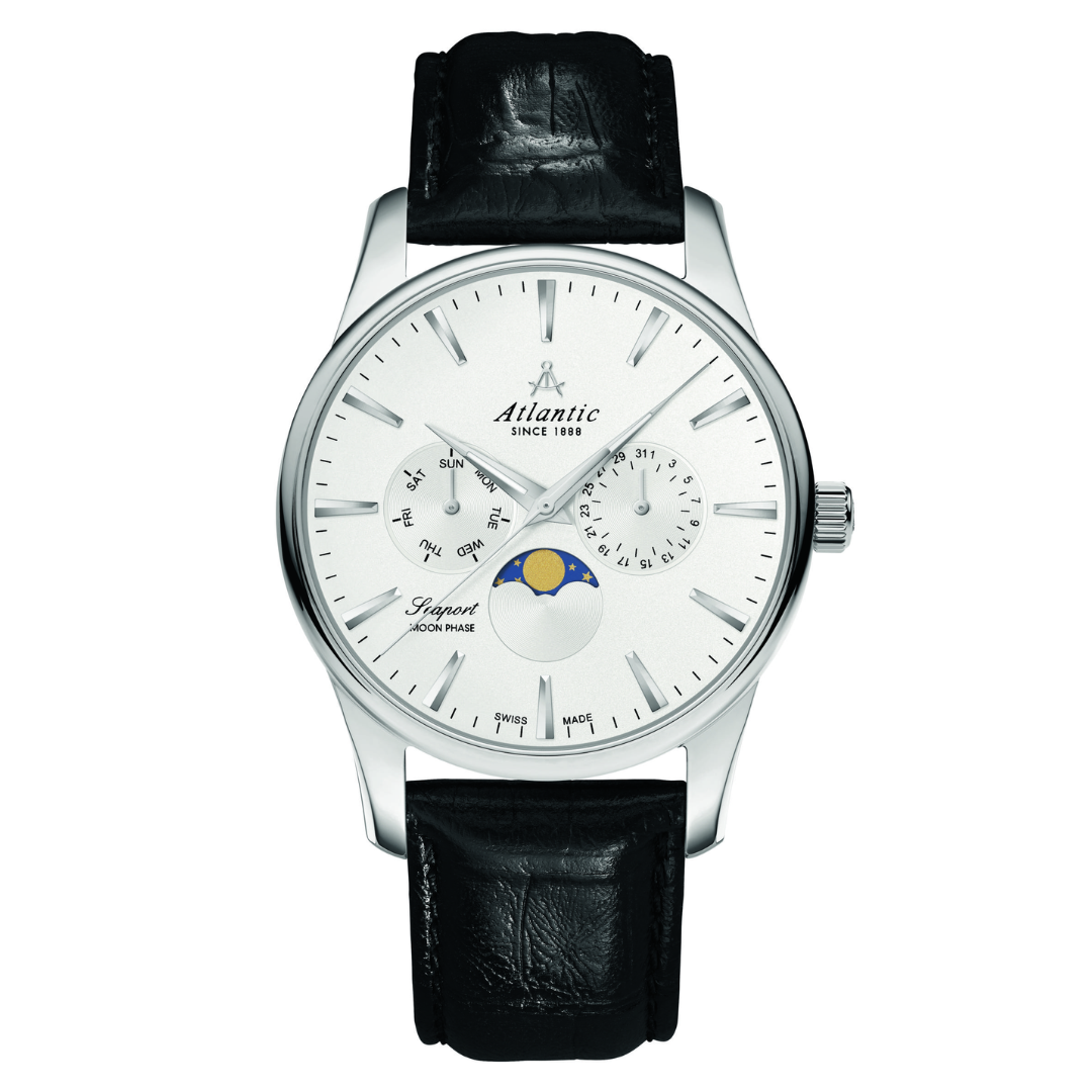 Atlantic Seaport Moonphase Silber und Schwarz - 56550.41.21-chronolounge