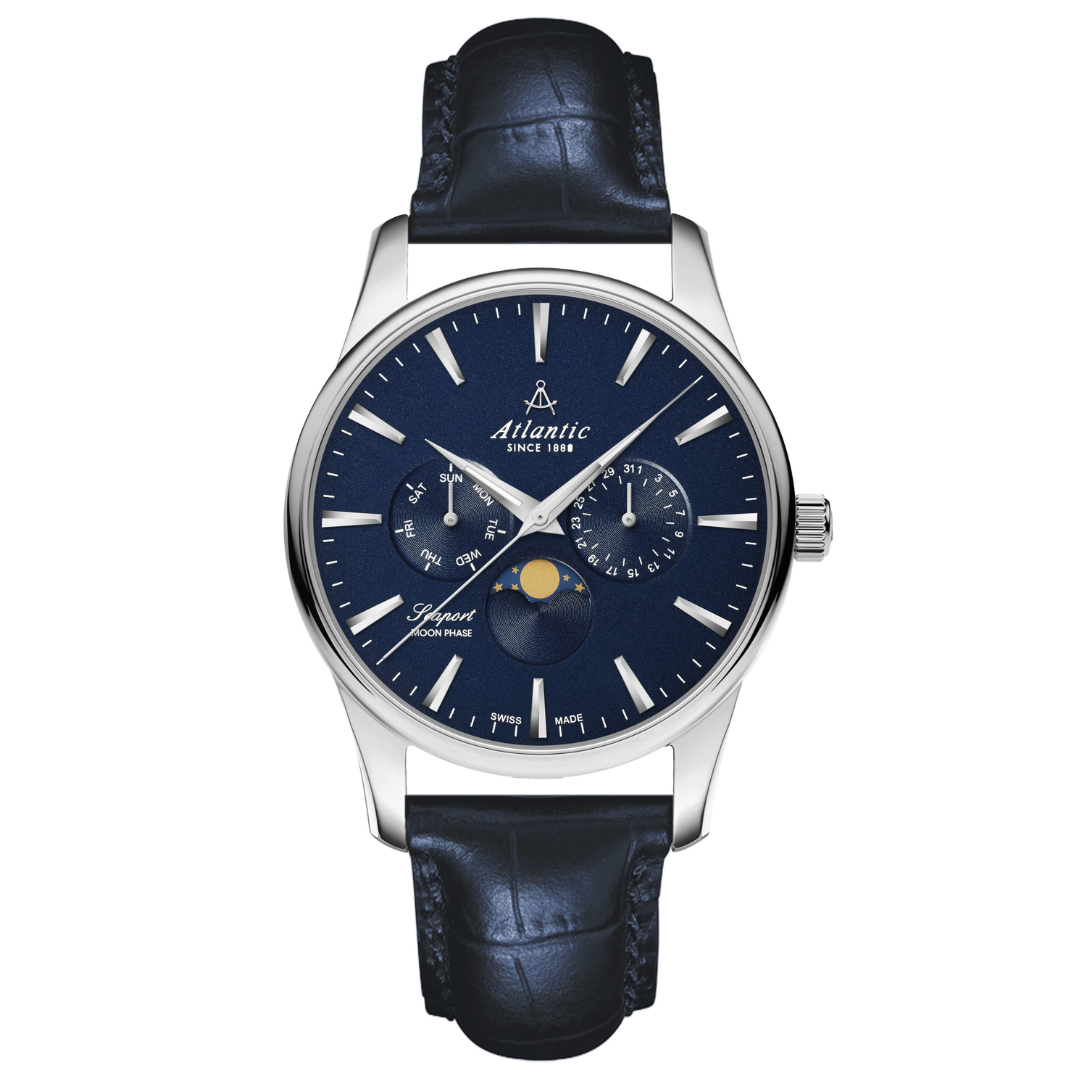 Atlantic Seaport Moonphase Blau Leder - 56550.41.51-chronolounge