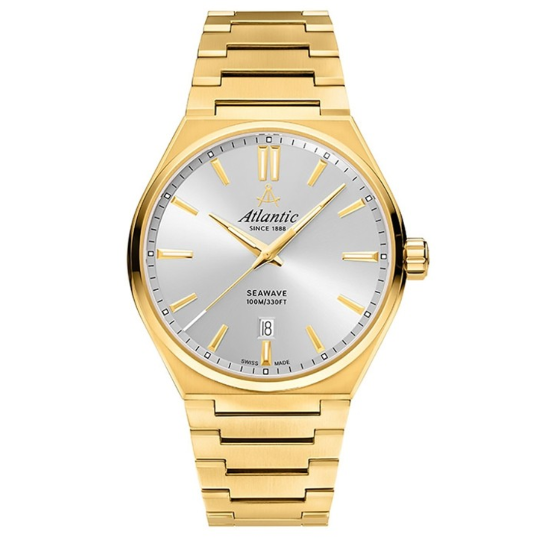 Atlantic Seawave Herren | Gelbgold | PVD | silbernes Zifferblatt - 58366.45.21-chronolounge