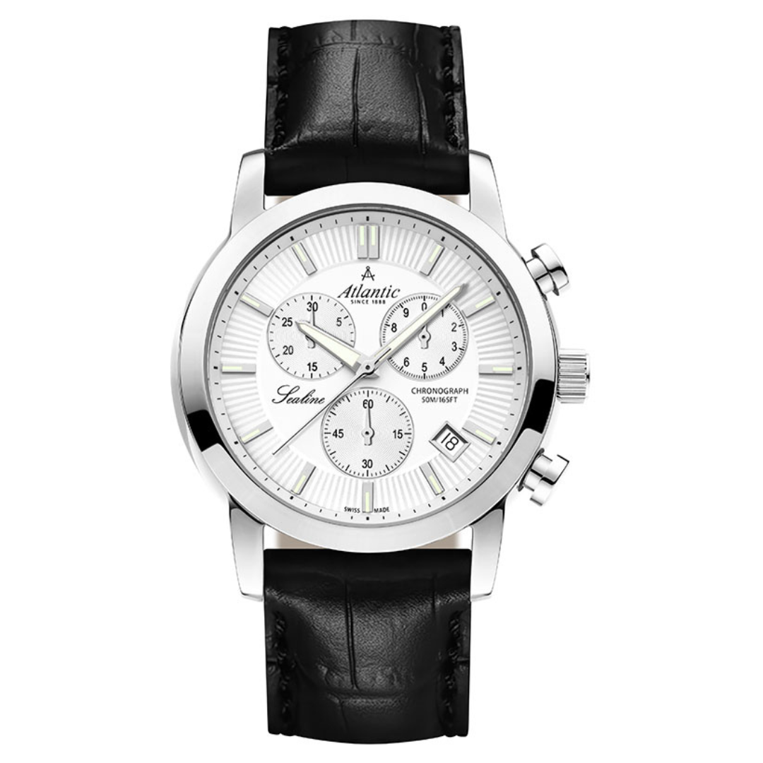 Atlantic Sealine Gents Chrono Silber mit Lederarmband - 62450.41.21-chronolounge