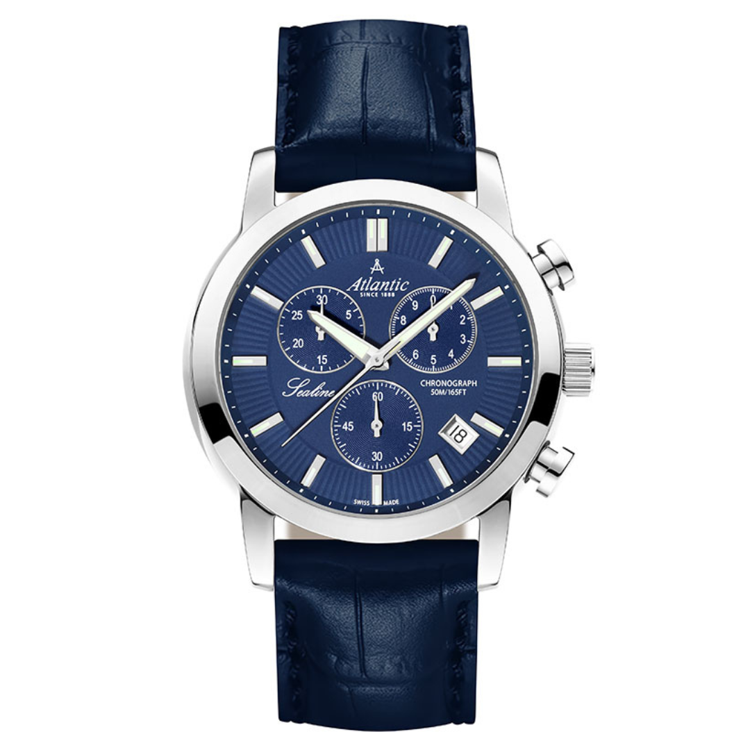 Atlantic Sealine Gents Chrono Blau mit Lederarmband - 62450.41.51-chronolounge