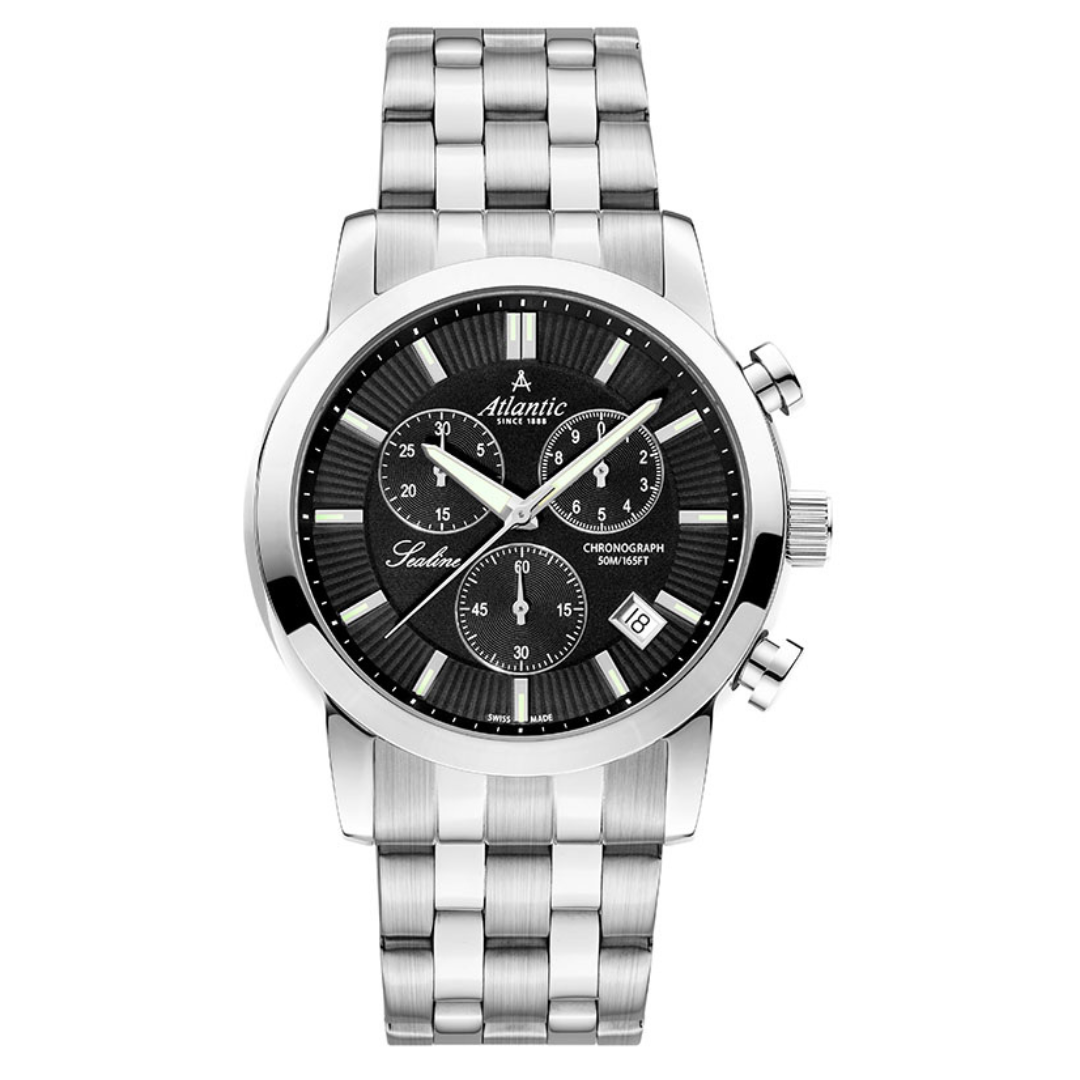 Atlantic Sealine Gents Chrono Black Steel - 62455.41.61-chronolounge