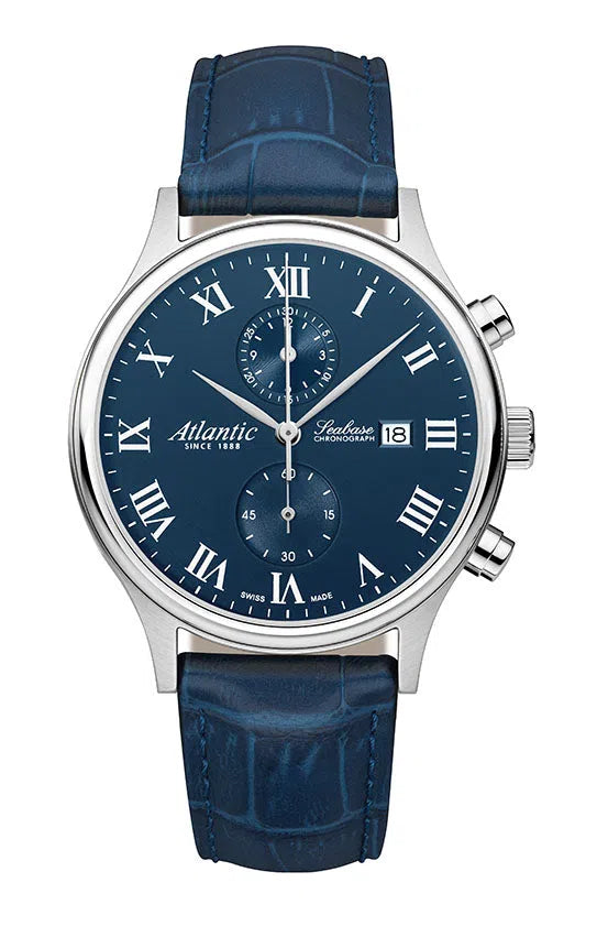 Atlantic Seabase Chronograph NM Leder Blau römisch - 64452.41.58-chronolounge