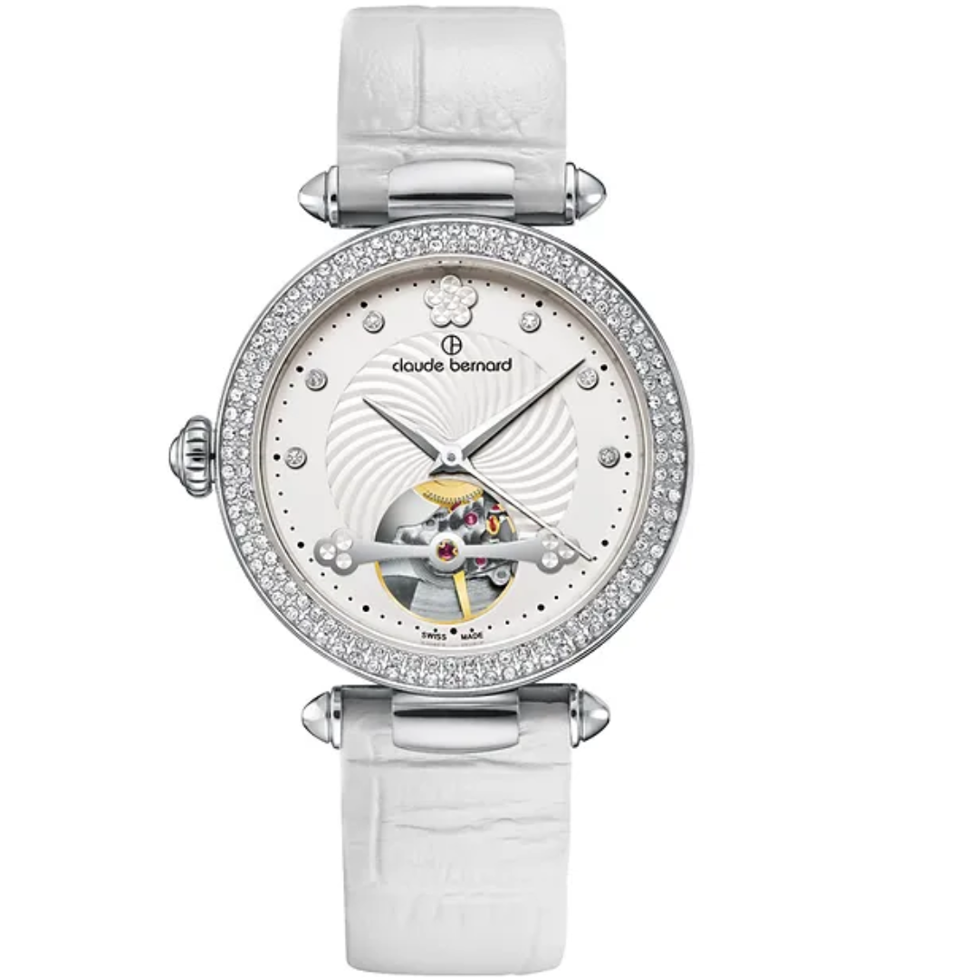 Claude Bernard Dress Code Automatic Open Heart Lady Blanc - 85023 3P APN-chronolounge