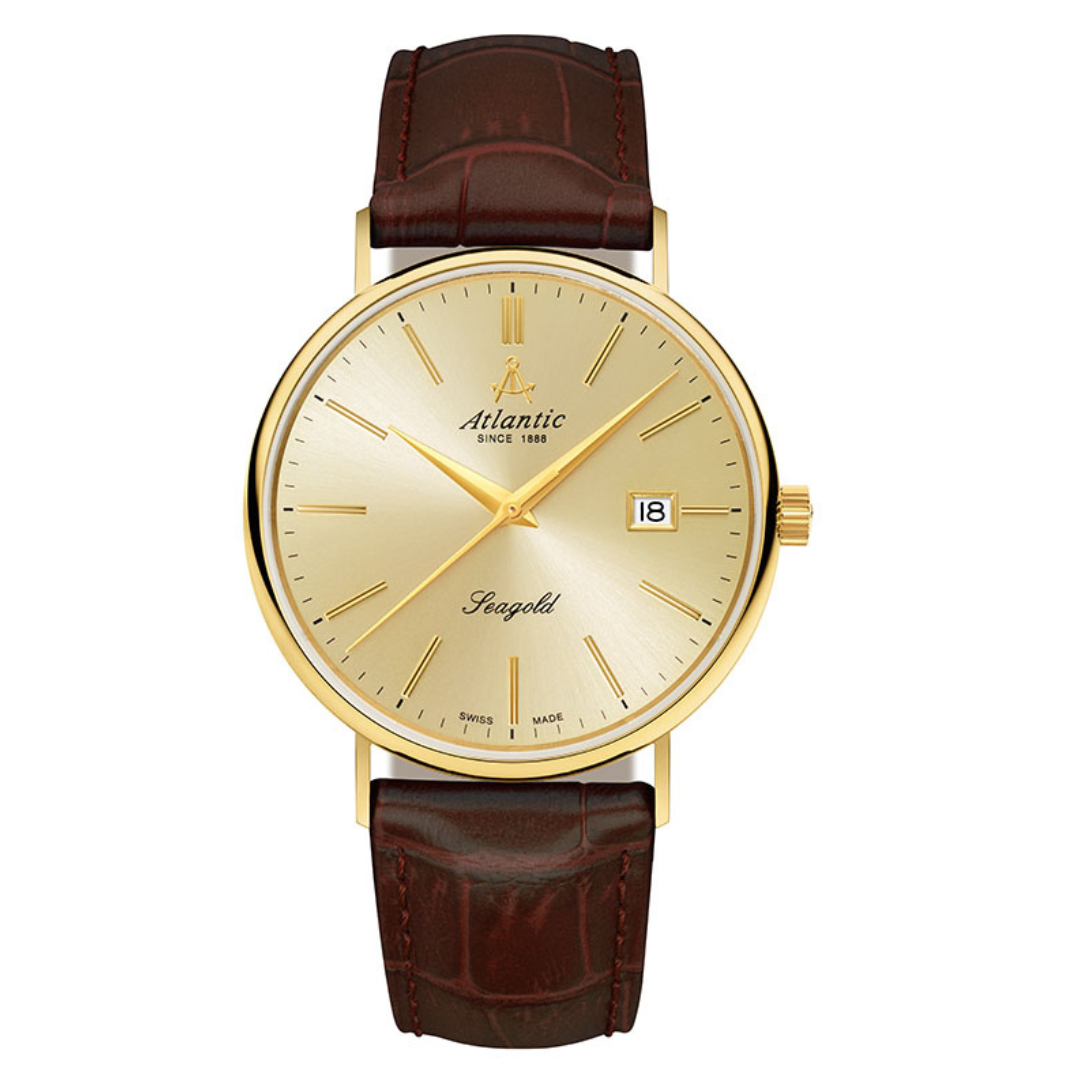 Atlantic Seagold Quarzuhr aus massivem Gold | Champagnerfarbenes Zifferblatt, 40 mm - 95344.65.31-chronolounge