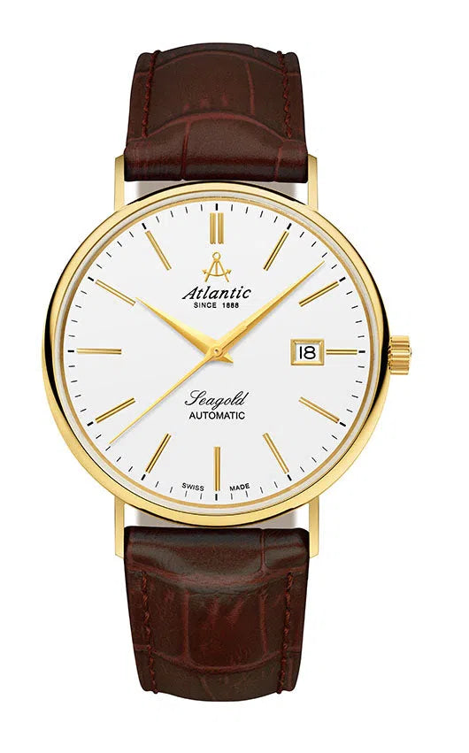 Atlantic Seagold Automatikuhr aus massivem Gold | Weisses Zifferblatt 40 mm - 95744.65.11-chronolounge