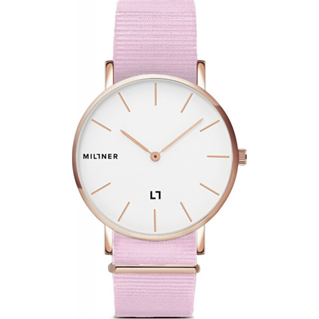 Millner Uhr Hallfield S Rose Fabric Damen Rose Gold-chronolounge